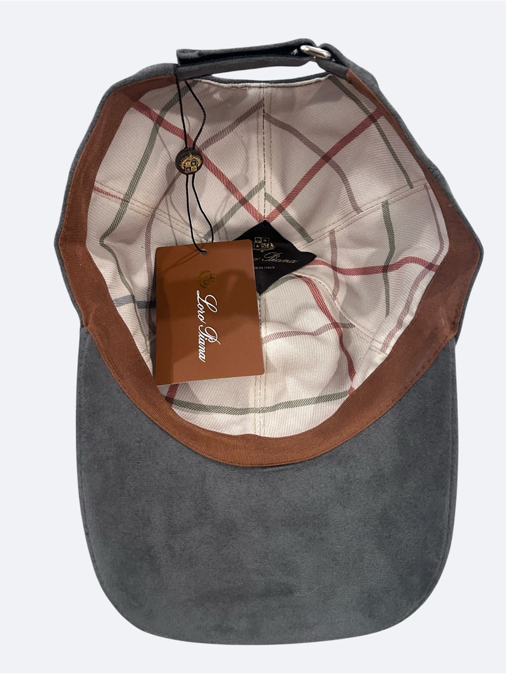 Loro Piana Charcoal Gray Suede Baseball Cap with Embroidered Crest - Picture 4 of 4